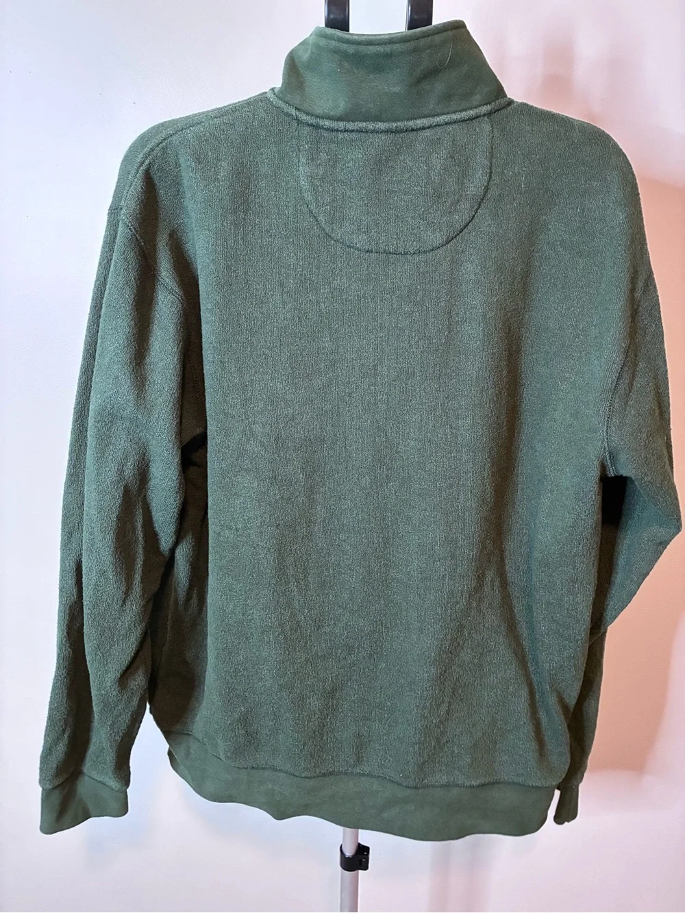 Orvis Men’s Large Green Quarter Zip Pullover Cotton Blend Outdoor Sweater